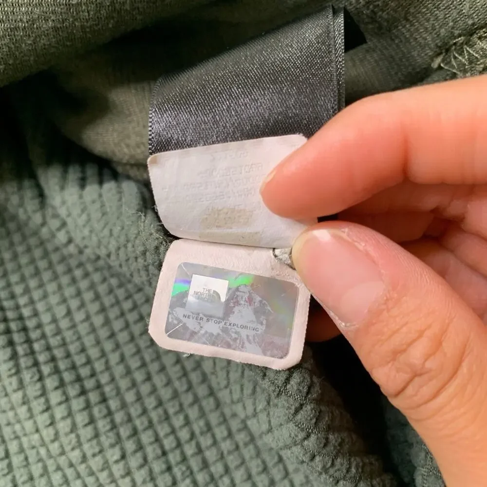 The North Face Jacket Mens M Medium Army Green‎ Borod Grid Fleece Lined Full Zip